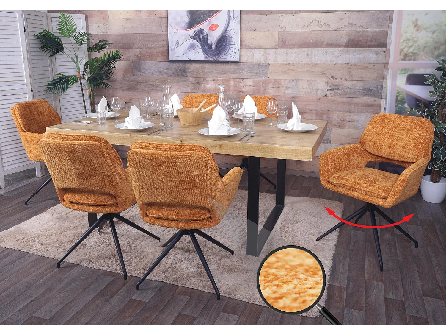 Chaise de salle à manger MCW-N74 (lot de 6),  ocre-jaune