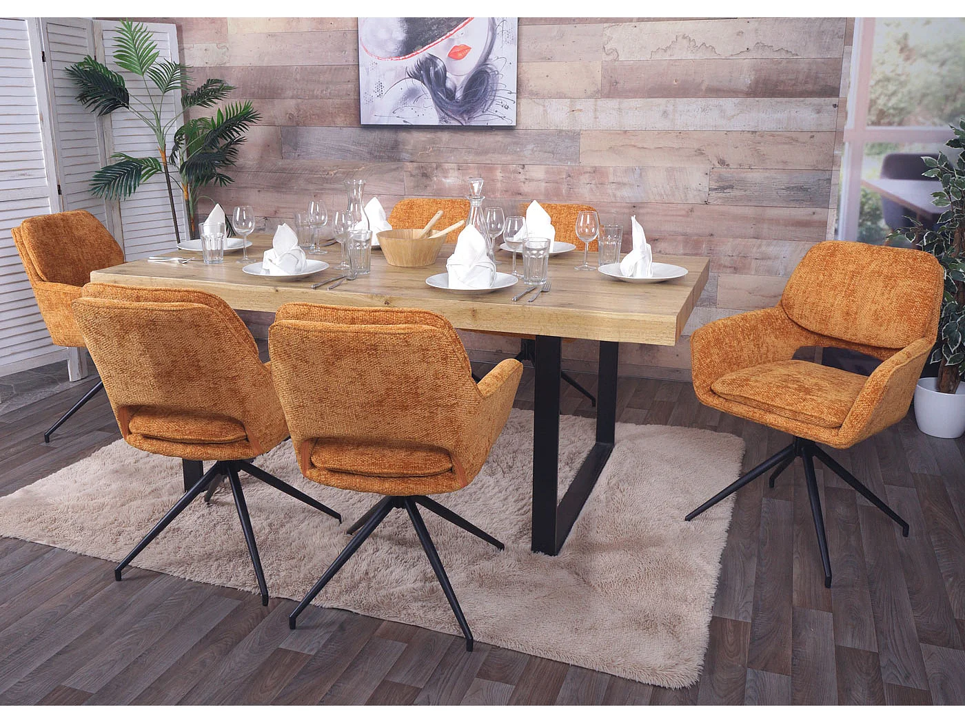 Chaise de salle à manger MCW-N74 (lot de 6),  ocre-jaune