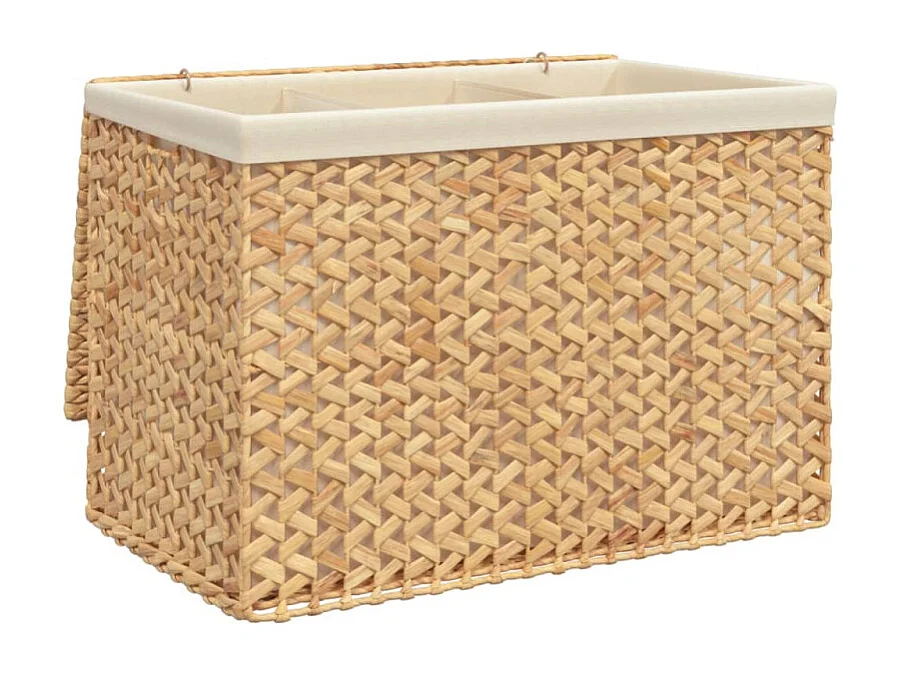 Cesto per la biancheria pieghevole con 3 sezioni in giunco d'acqua 75x42,5x52 cm