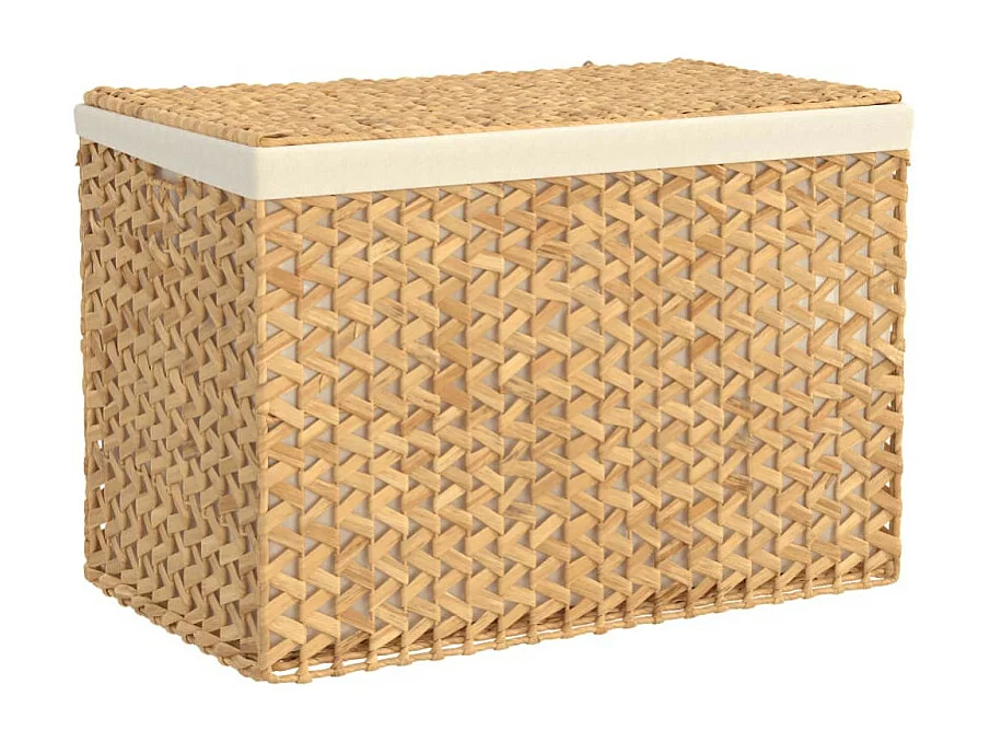 Cesto per la biancheria pieghevole con 3 sezioni in giunco d'acqua 75x42,5x52 cm