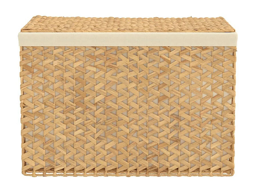 Cesto per la biancheria pieghevole con 3 sezioni in giunco d'acqua 75x42,5x52 cm