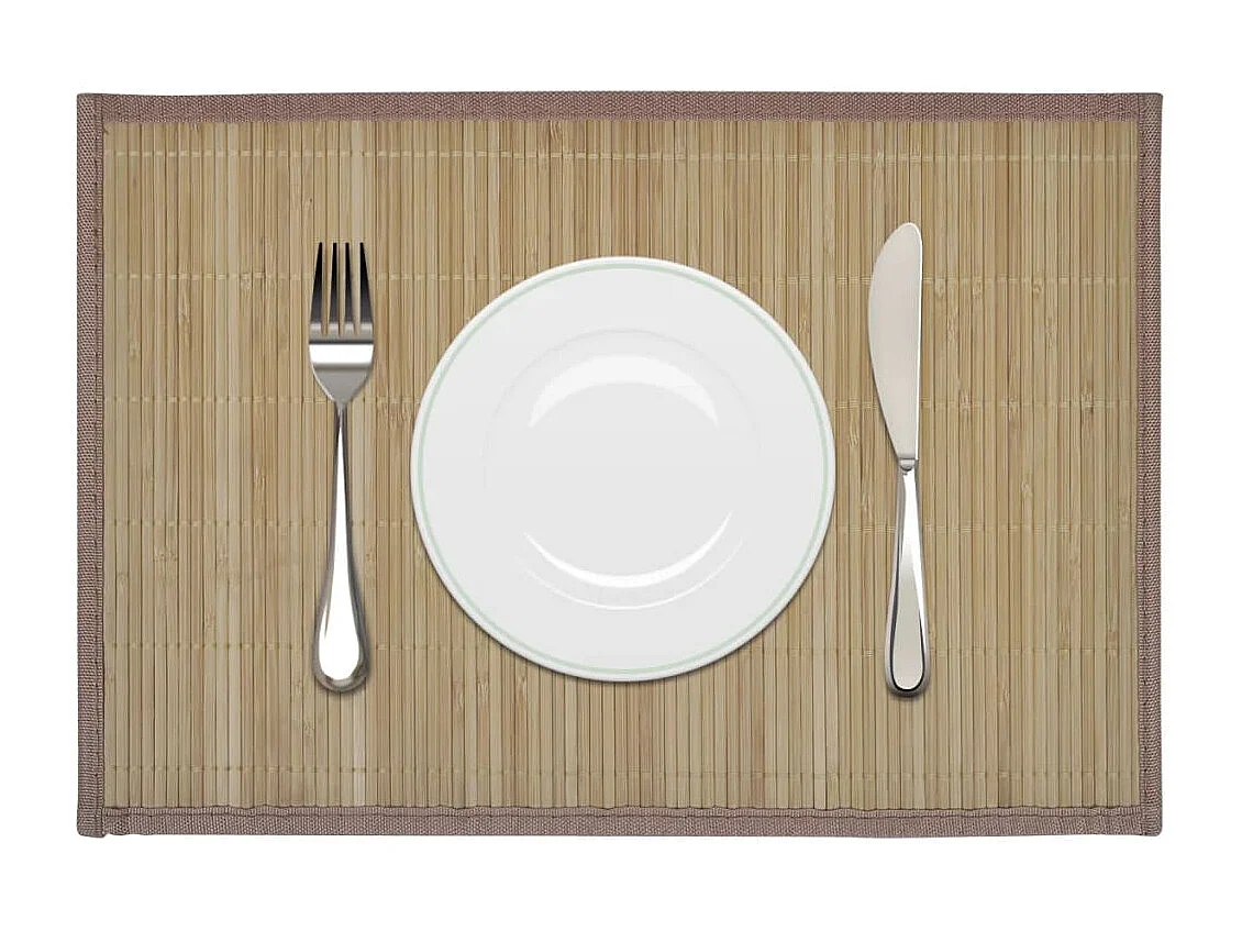 Set di 6 sottobicchieri in bambù fatti a mano, 30 x 45 cm, marrone