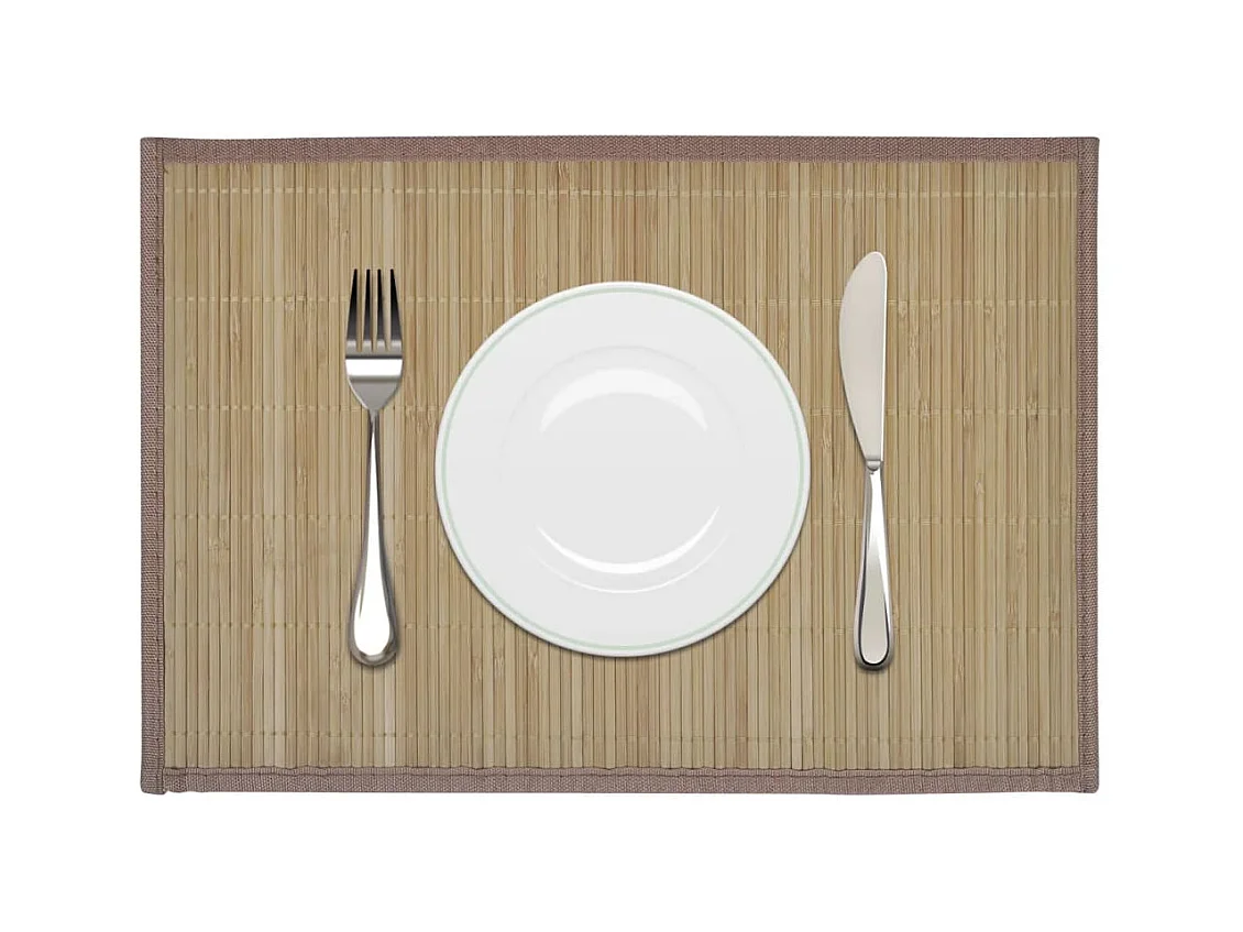 Set van 6 handgemaakte bamboe onderzetters, 30 x 45 cm, bruin