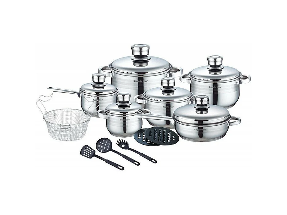 Royalty Line RL-1802 Batterie de cuisine en acier inoxydable et divers ustensiles