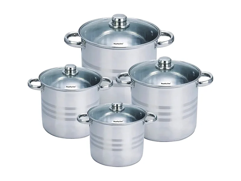 Royalty Line RL- SP8: Ensemble De 8 Casseroles Profondes En Acier Inoxydable