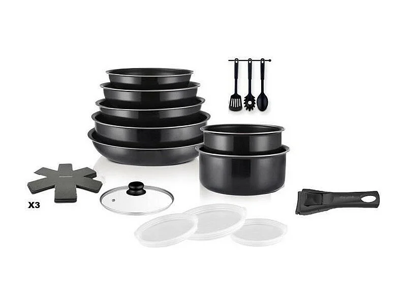 Conjunto de panelas ART & CUISINE AC1824 - 18 peças antiaderentes para todos os tipos de fogões, incluindo indução