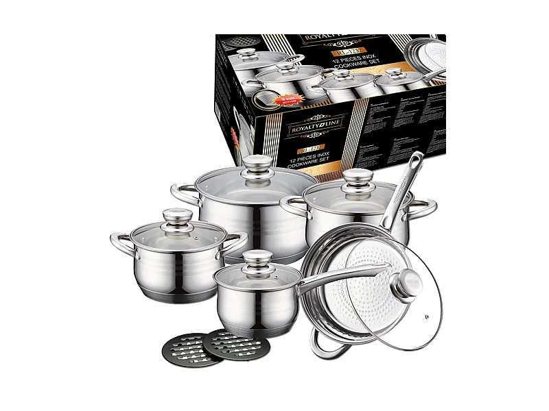 Royalty Line RL-1232: Batterie De Cuisine en Acier Inoxydable De 12 Pièces