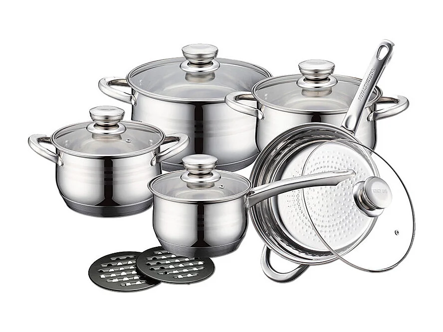 Batería de Cocina Royalty Line RL-1232 de Acero Inoxidable de 12 Piezas