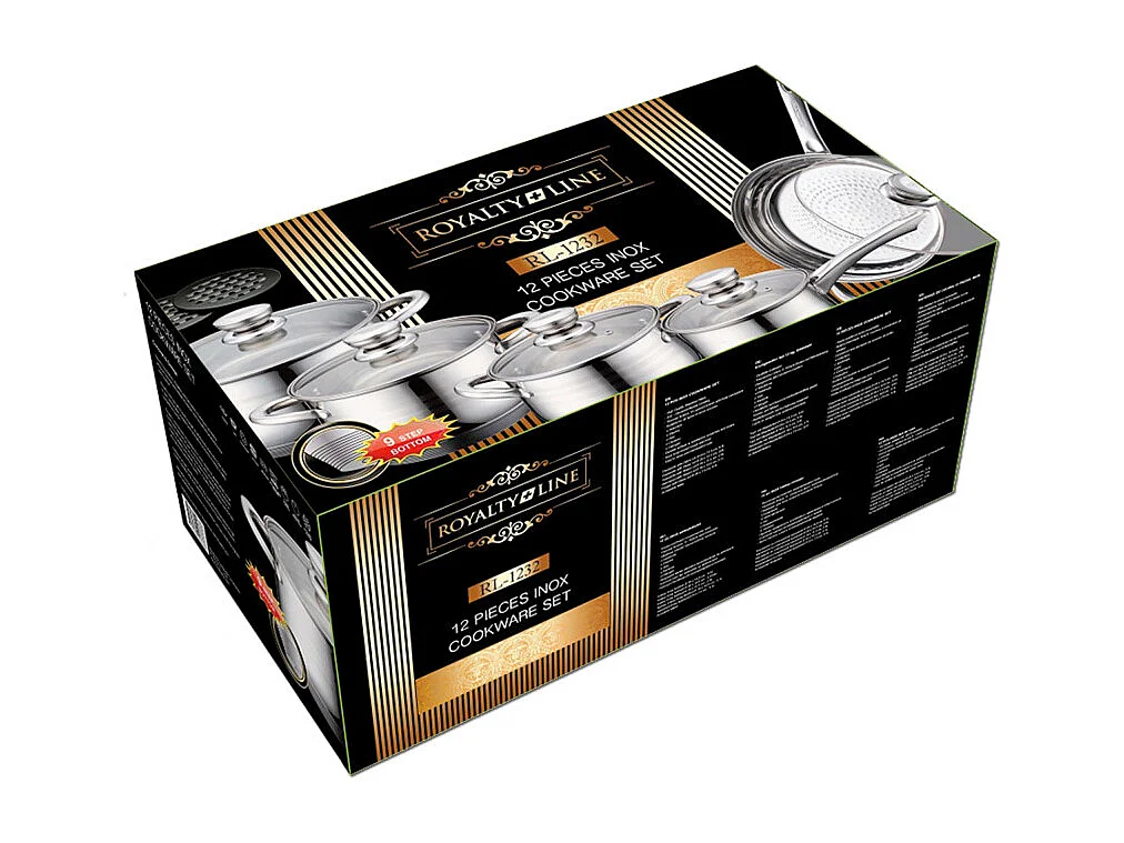 Batería de Cocina Royalty Line RL-1232 de Acero Inoxidable de 12 Piezas