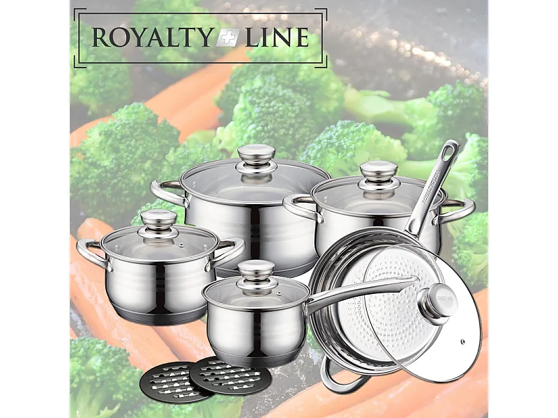 Batería de Cocina Royalty Line RL-1232 de Acero Inoxidable de 12 Piezas