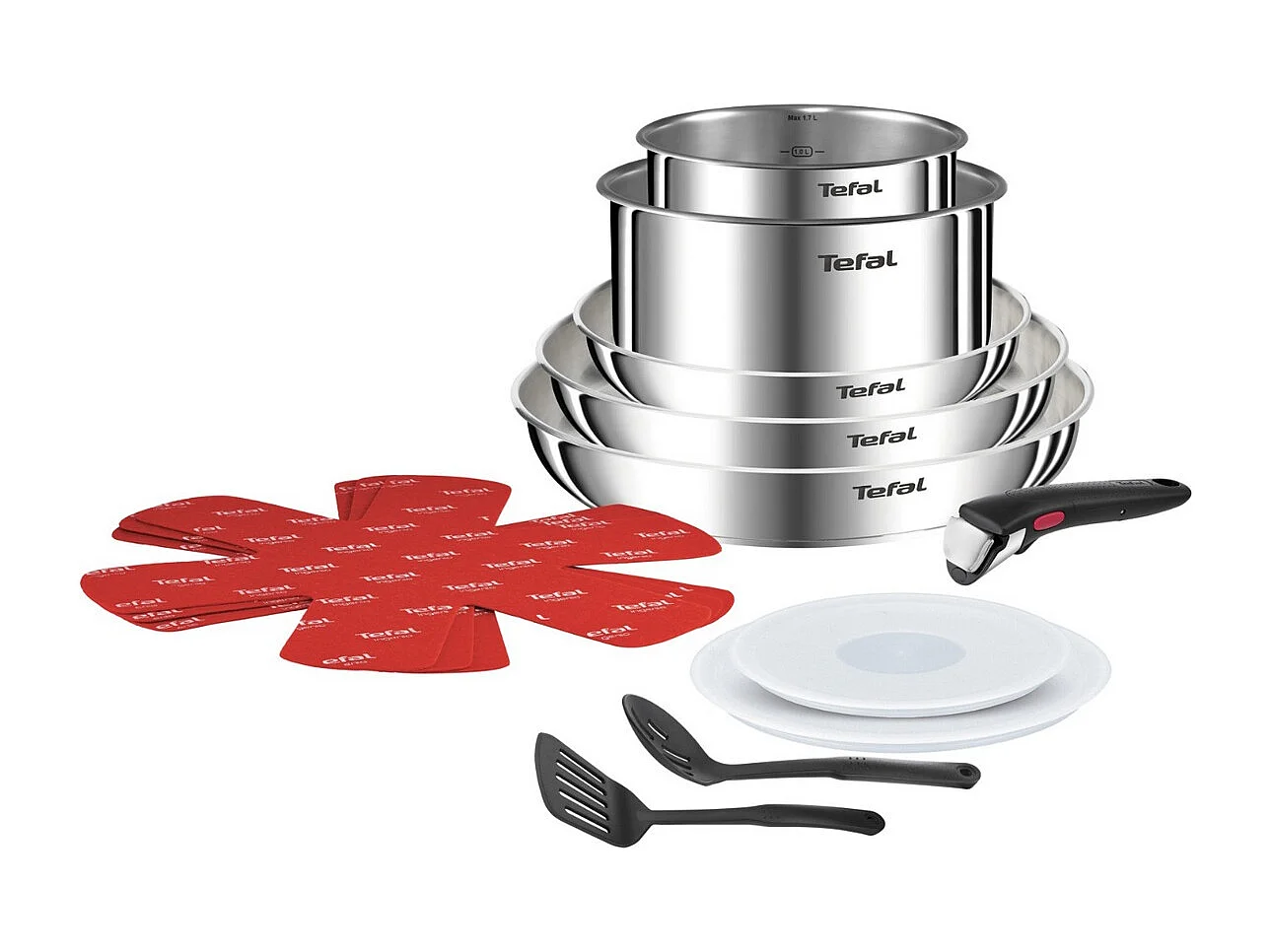 Zestaw garnków Ingenio Emotion Tefal L896SD04 ze stali nierdzewnej z wymienną rączką i technologią indukcyjną - 13 elementów