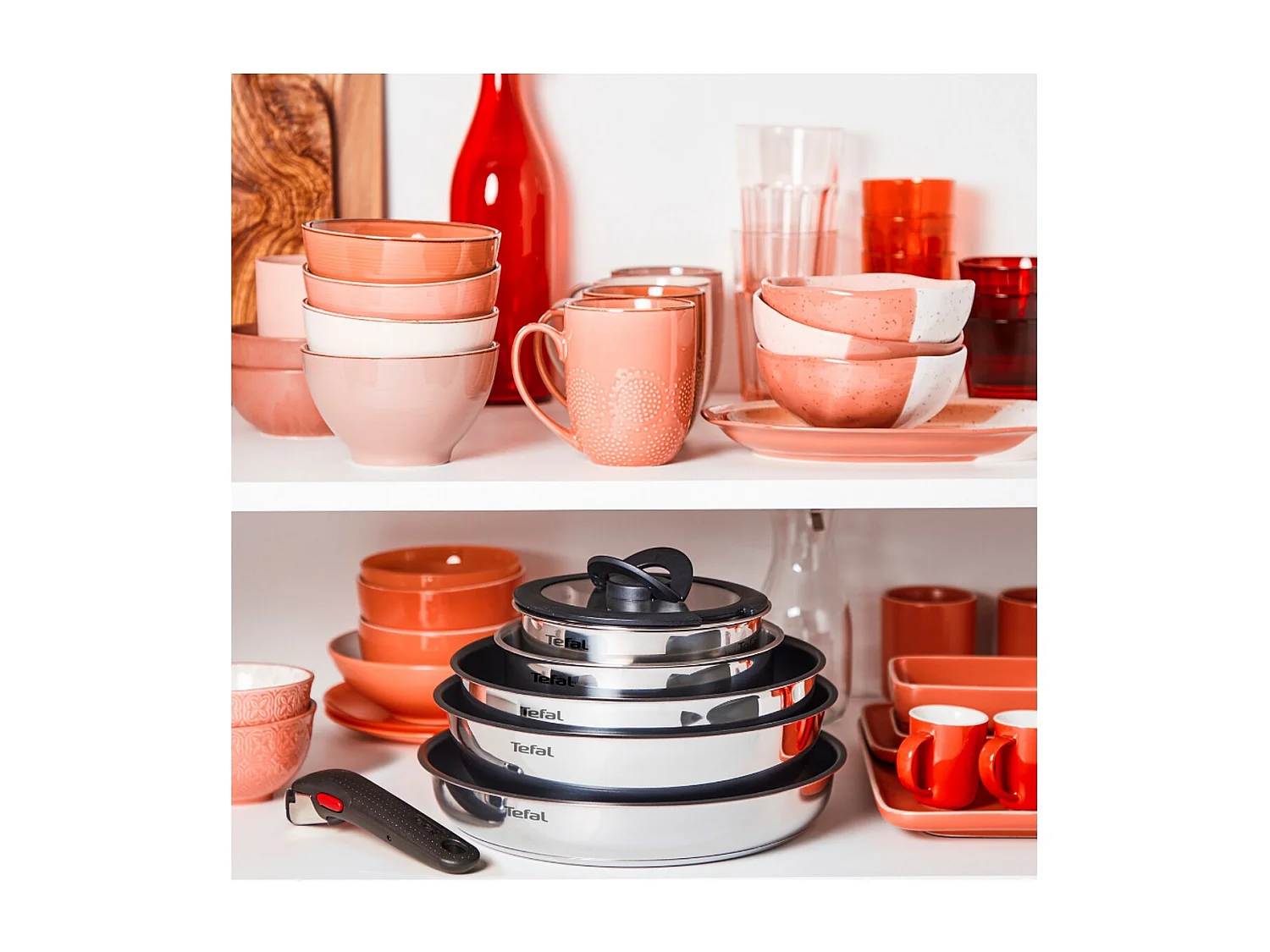 Zestaw garnków Ingenio Emotion Tefal L896SD04 ze stali nierdzewnej z wymienną rączką i technologią indukcyjną - 13 elementów