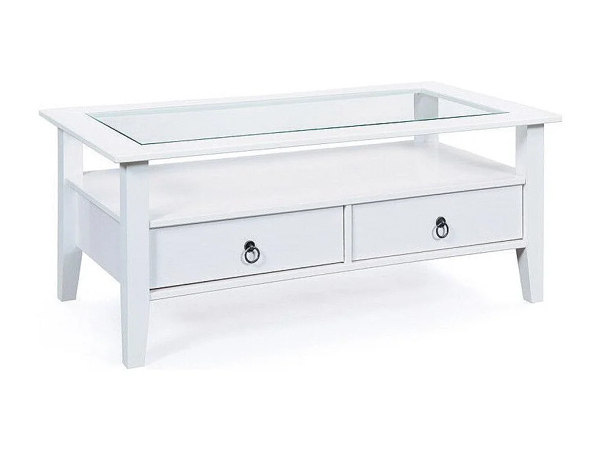 Table Basse en Pin Massif "Abigael" 115x60cm Blanc