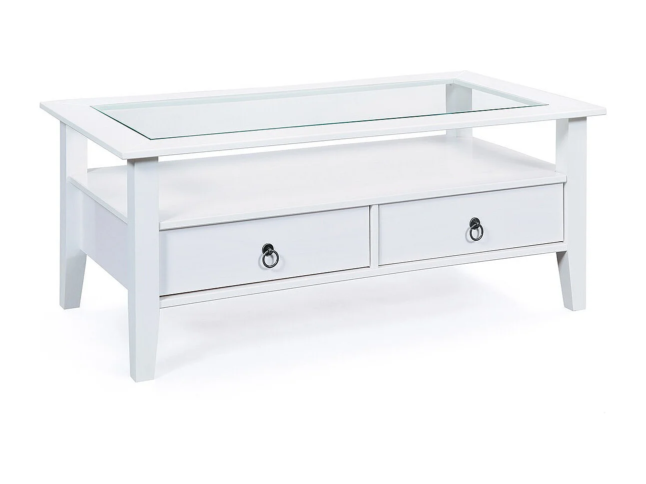 Table Basse en Pin Massif "Abigael" 115x60cm Blanc