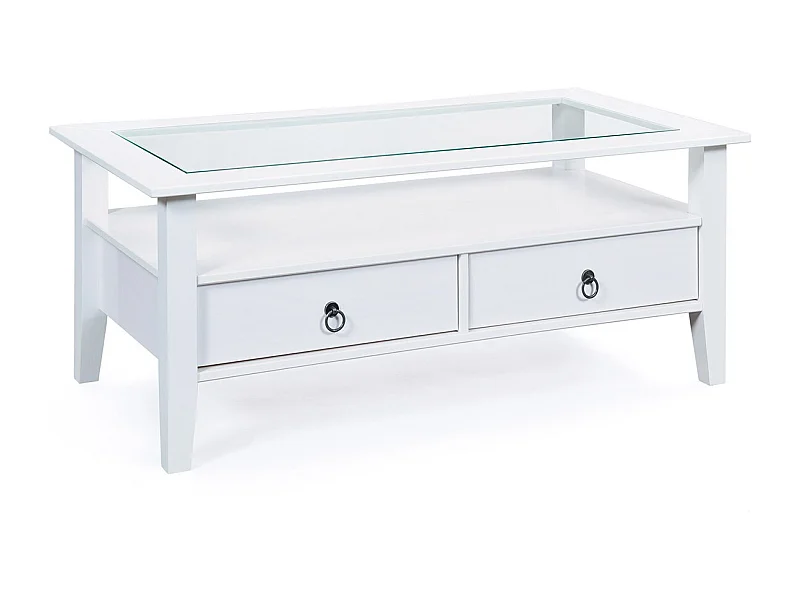Table Basse en Pin Massif "Abigael" 115x60cm Blanc