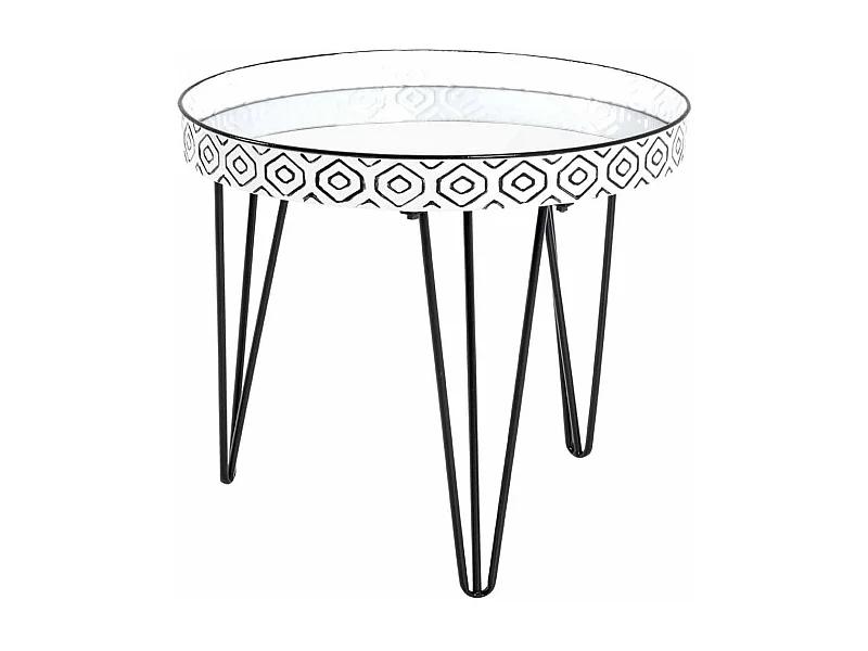 Table Basse Déco "Holy" 65cm Noir & Blanc
