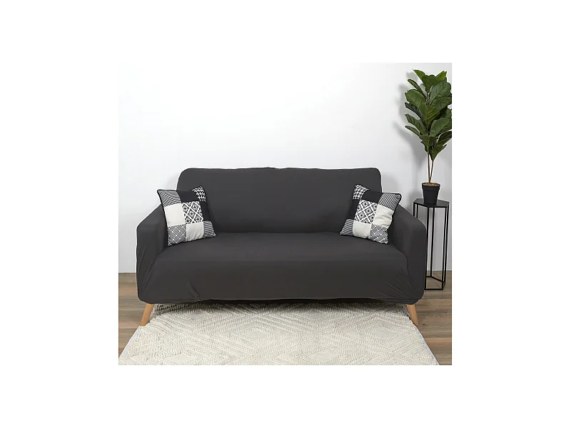 Housse Extensible Canape Deux Places Gris Gris
