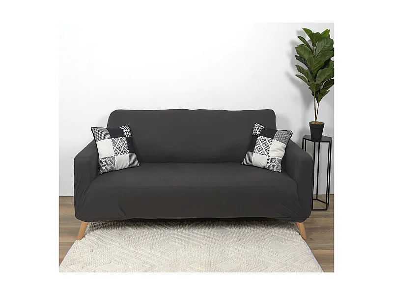 Housse Extensible Canape Deux Places Gris Gris