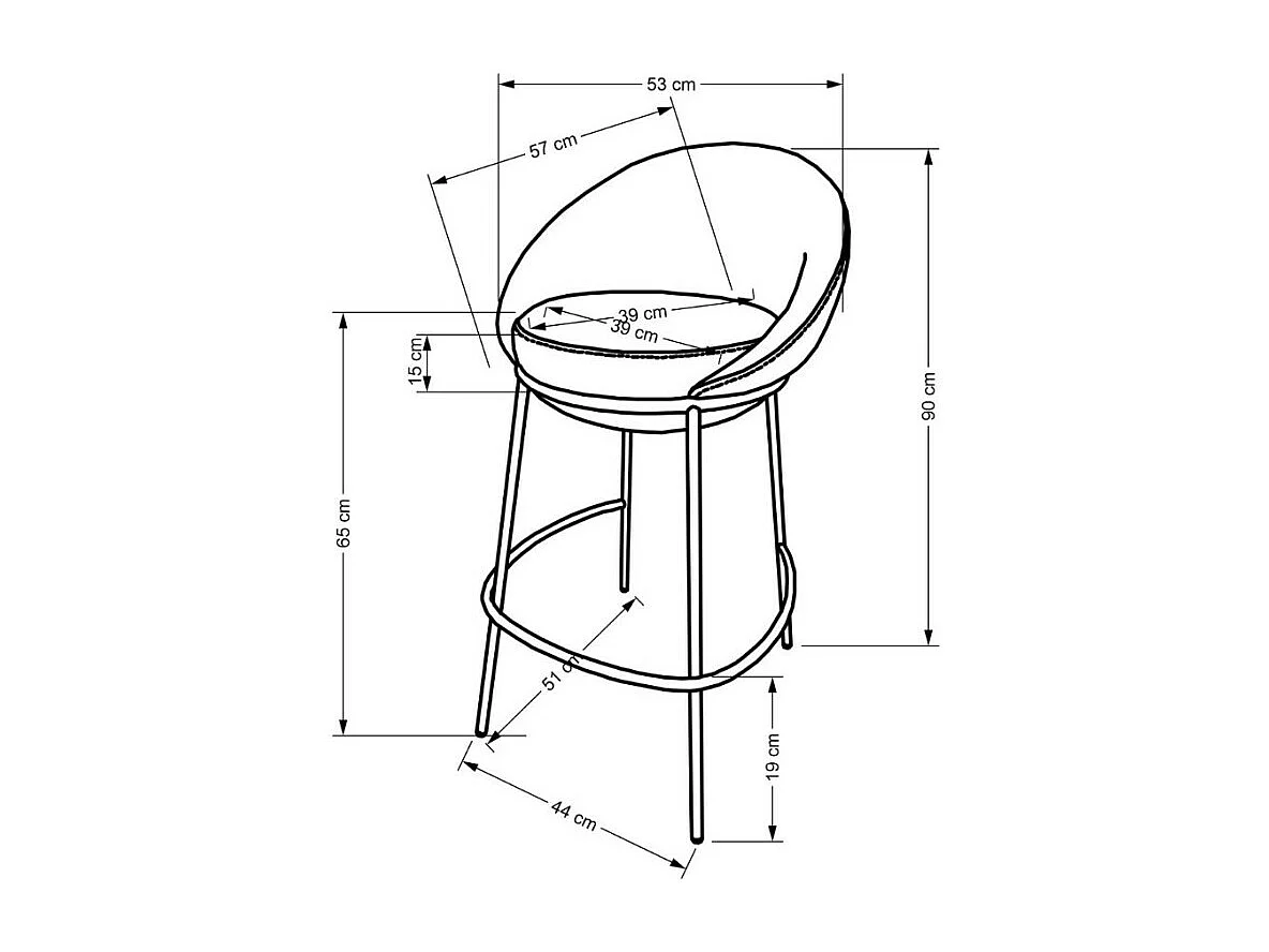 Taburete de bar Armand de tela beige