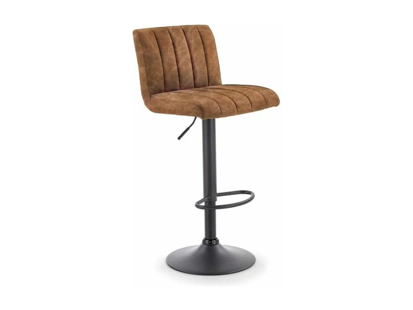 Tabouret de bar marron avec structure design en métal noir mat LEEDS