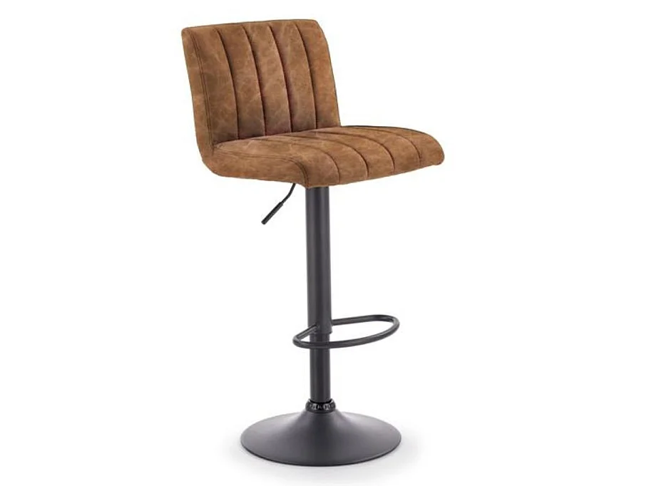 Taburete de bar marrón con estructura de metal negro mate LEEDS