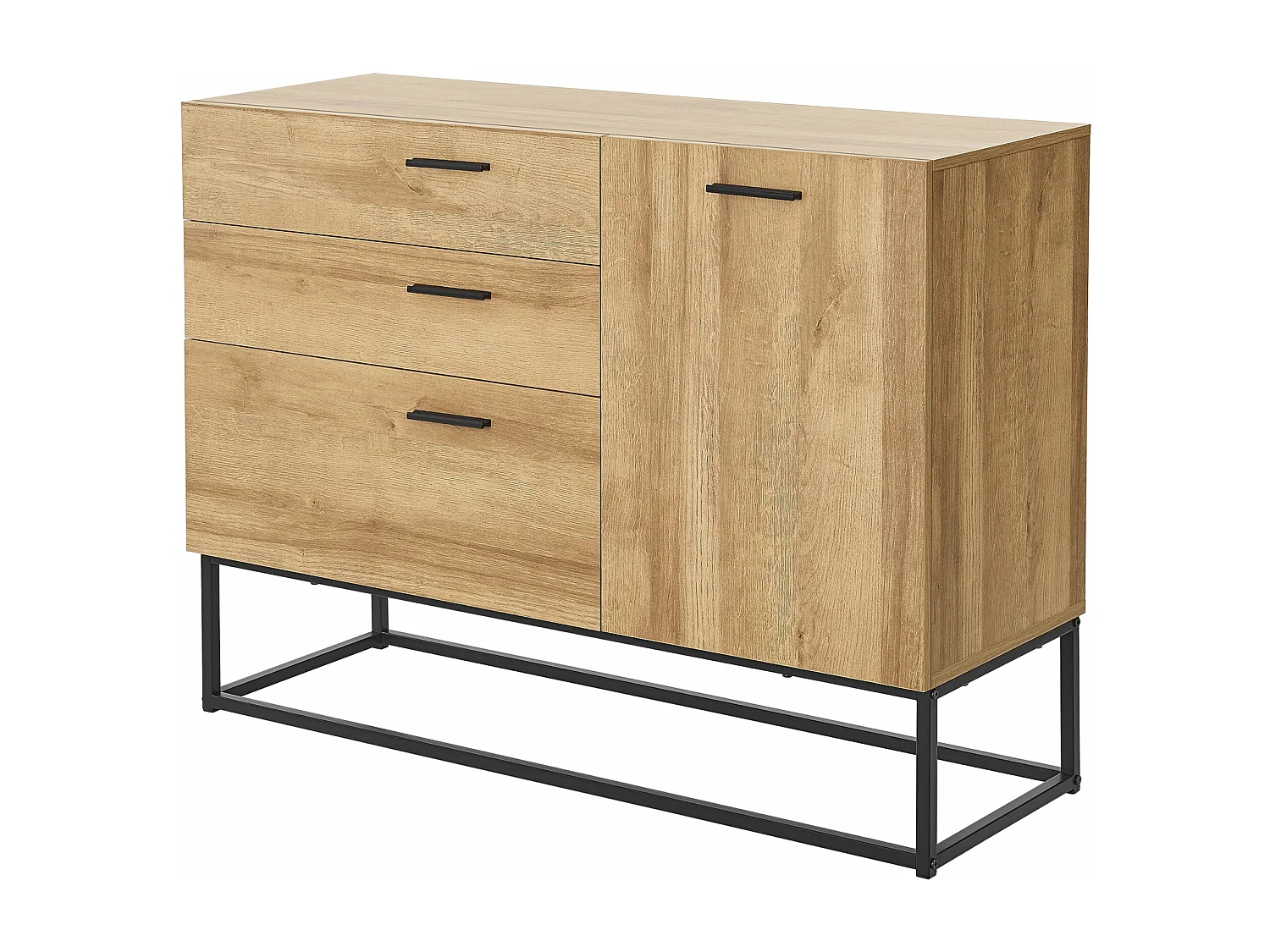 Credenza in metallo 75 x 100 x 35 cm effetto rovere nero 03_0006611