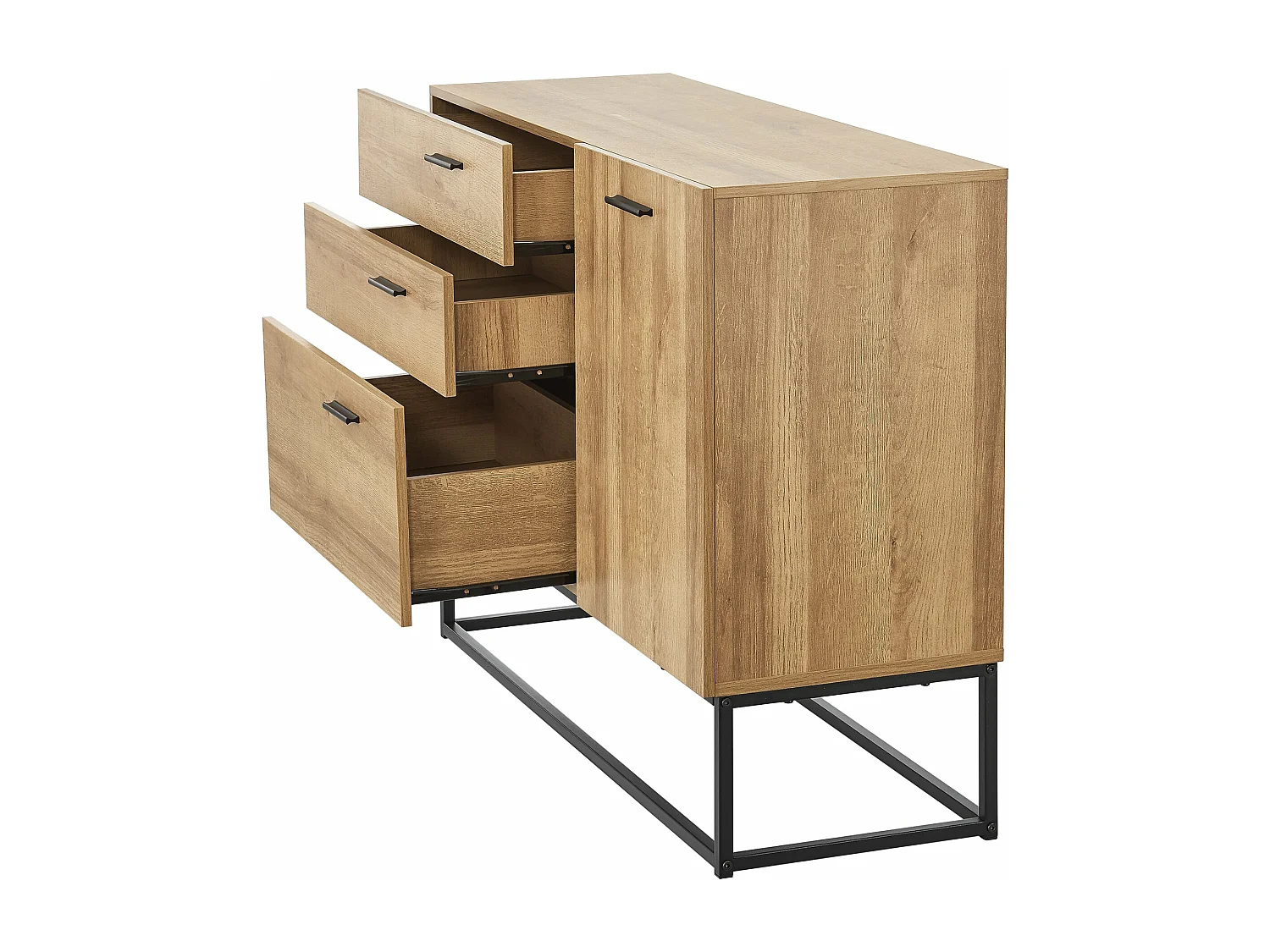 Credenza in metallo 75 x 100 x 35 cm effetto rovere nero 03_0006611