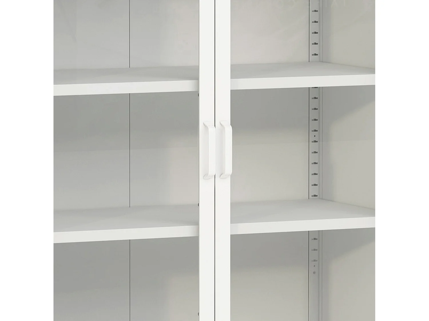 Aparador de metal com portas de vidro vidro temperado em aço 102 x 80 x 40 cm branco 03_0006607