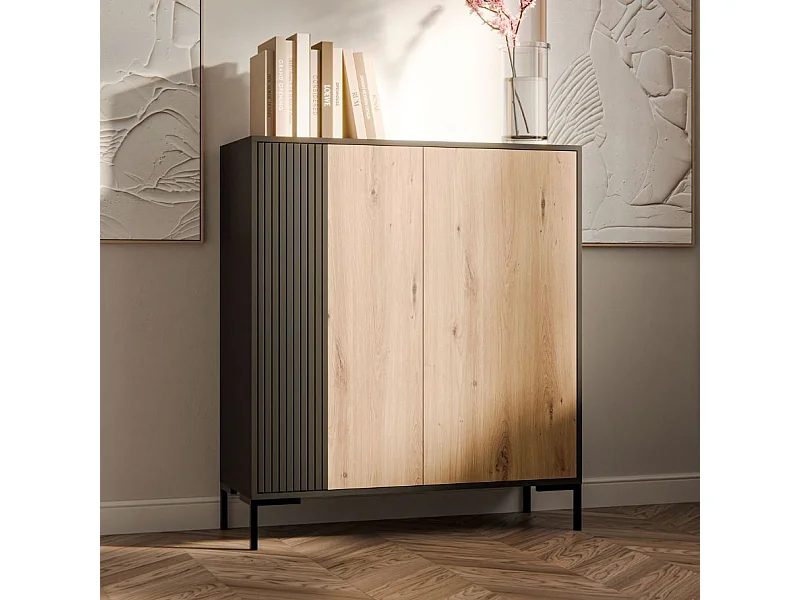 Tablero alto negro y madera An. 100 cm x Al. 129 Polo