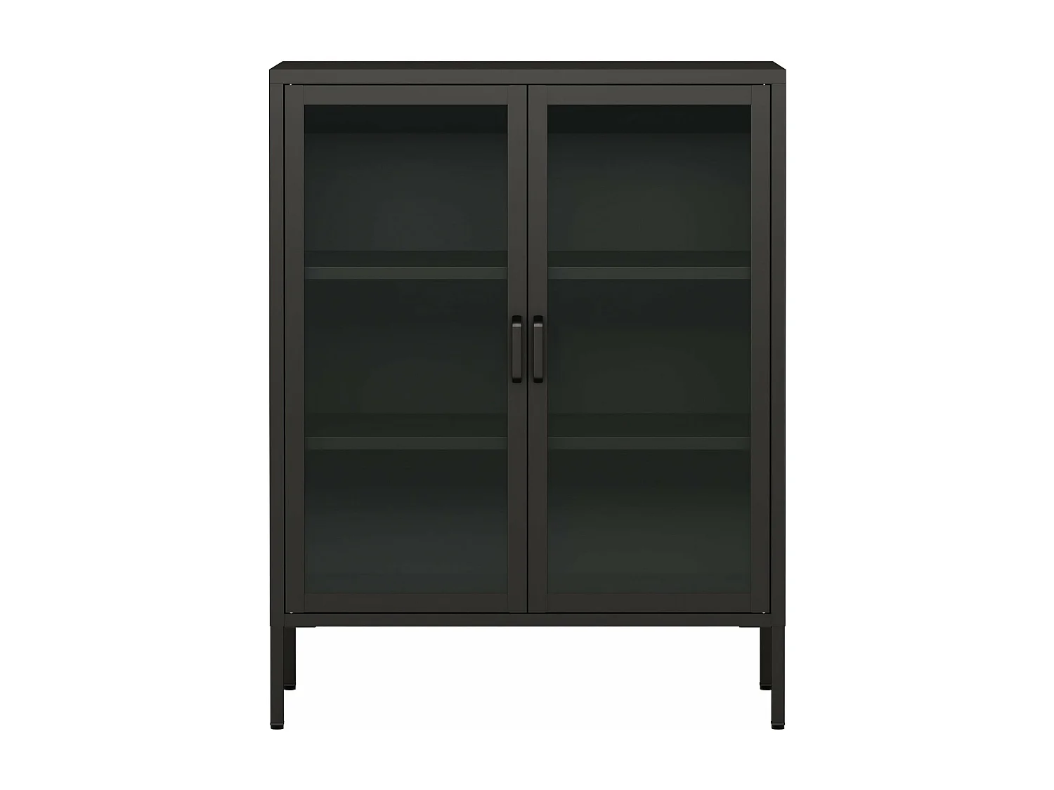 Credenza in metallo con ante in vetro acciaio vetro temperato 102 x 80 x 40 cm nero 03_0006608