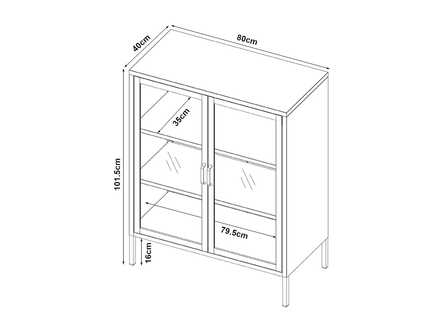 Credenza in metallo con ante in vetro acciaio vetro temperato 102 x 80 x 40 cm nero 03_0006608