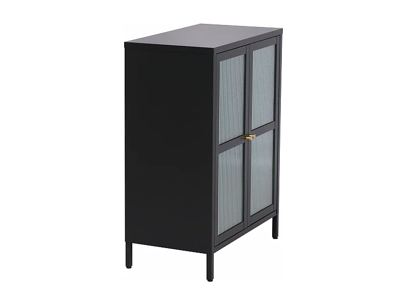 Aparador de aço de vidro ondulado 84 x 64 x 35 cm preto 03_0006612