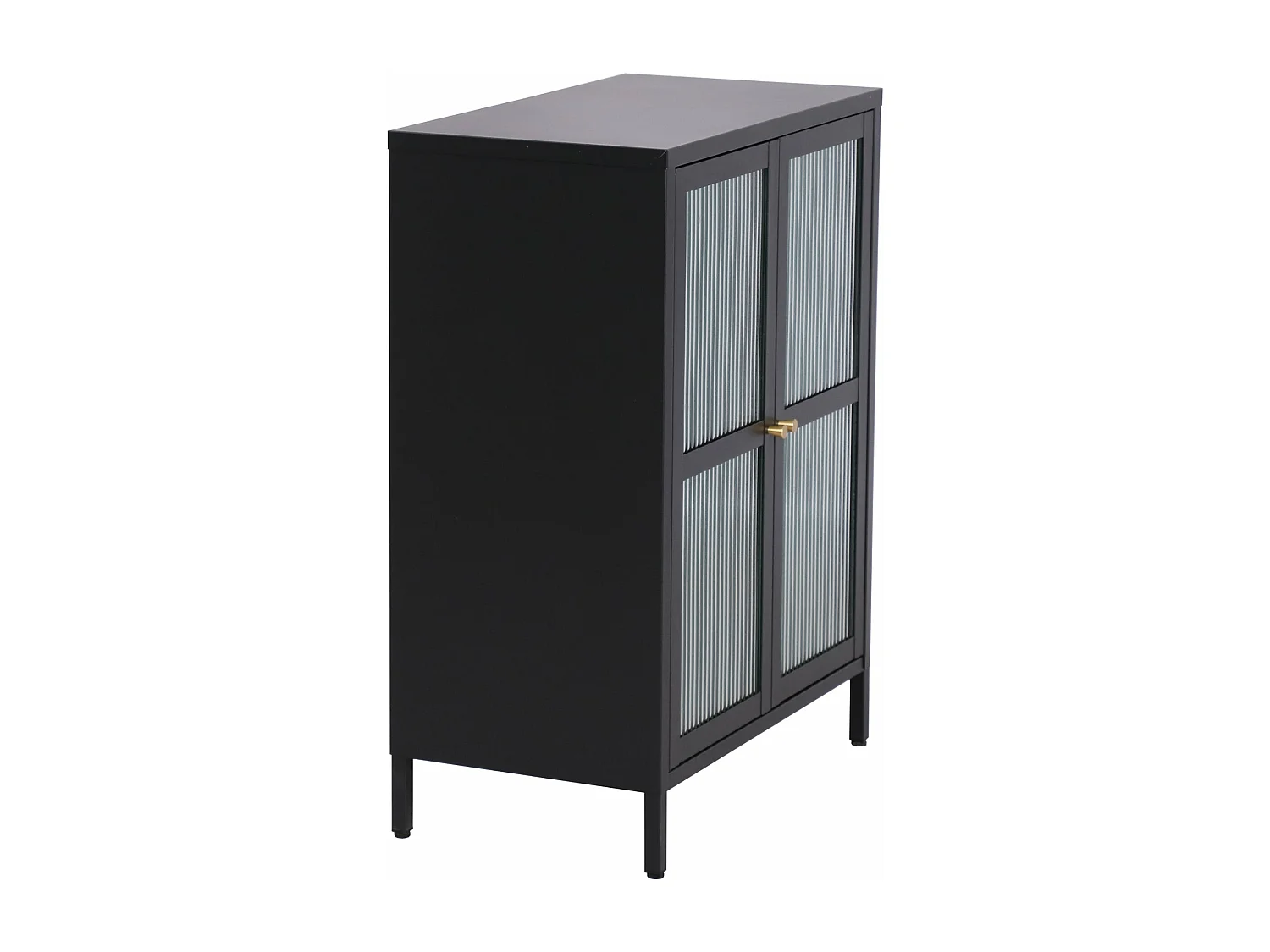 Aparador de aço de vidro ondulado 84 x 64 x 35 cm preto 03_0006612