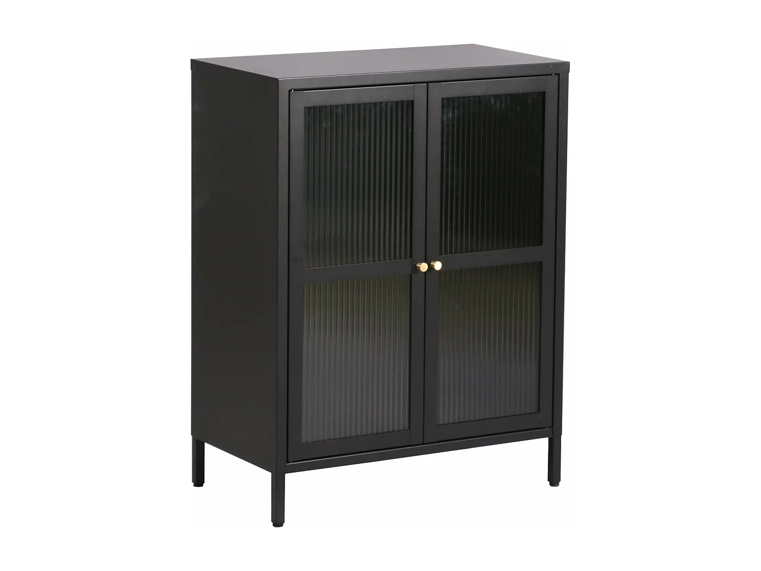 Aparador de aço de vidro ondulado 84 x 64 x 35 cm preto 03_0006612