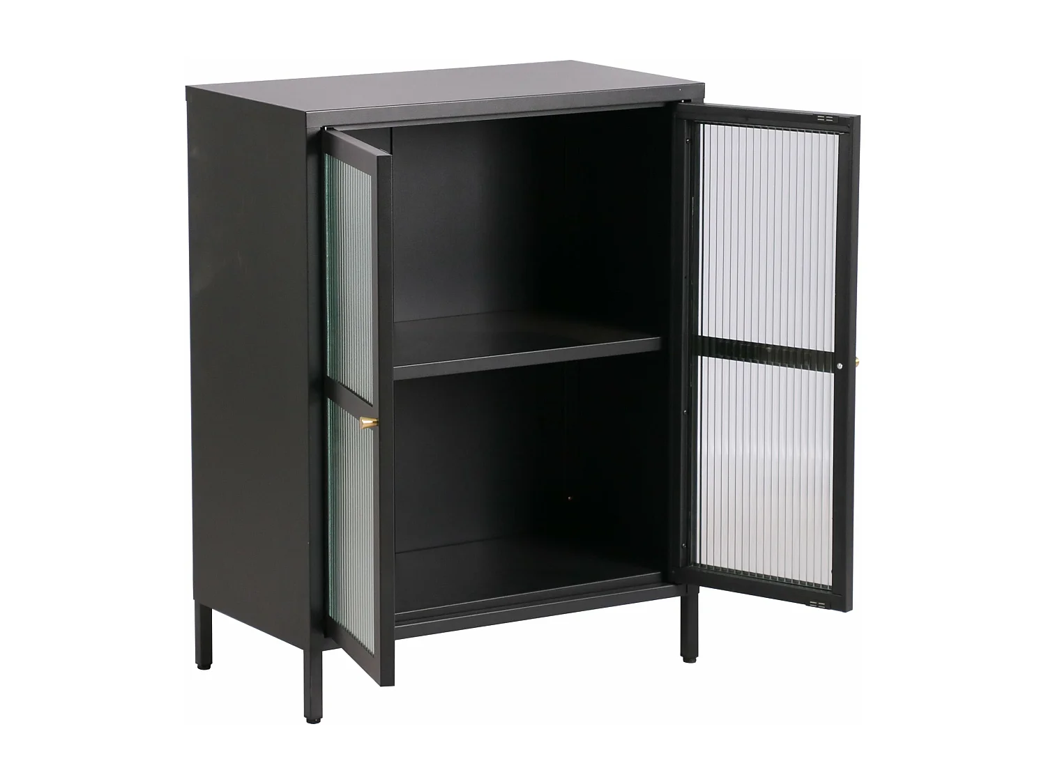 Aparador de aço de vidro ondulado 84 x 64 x 35 cm preto 03_0006612