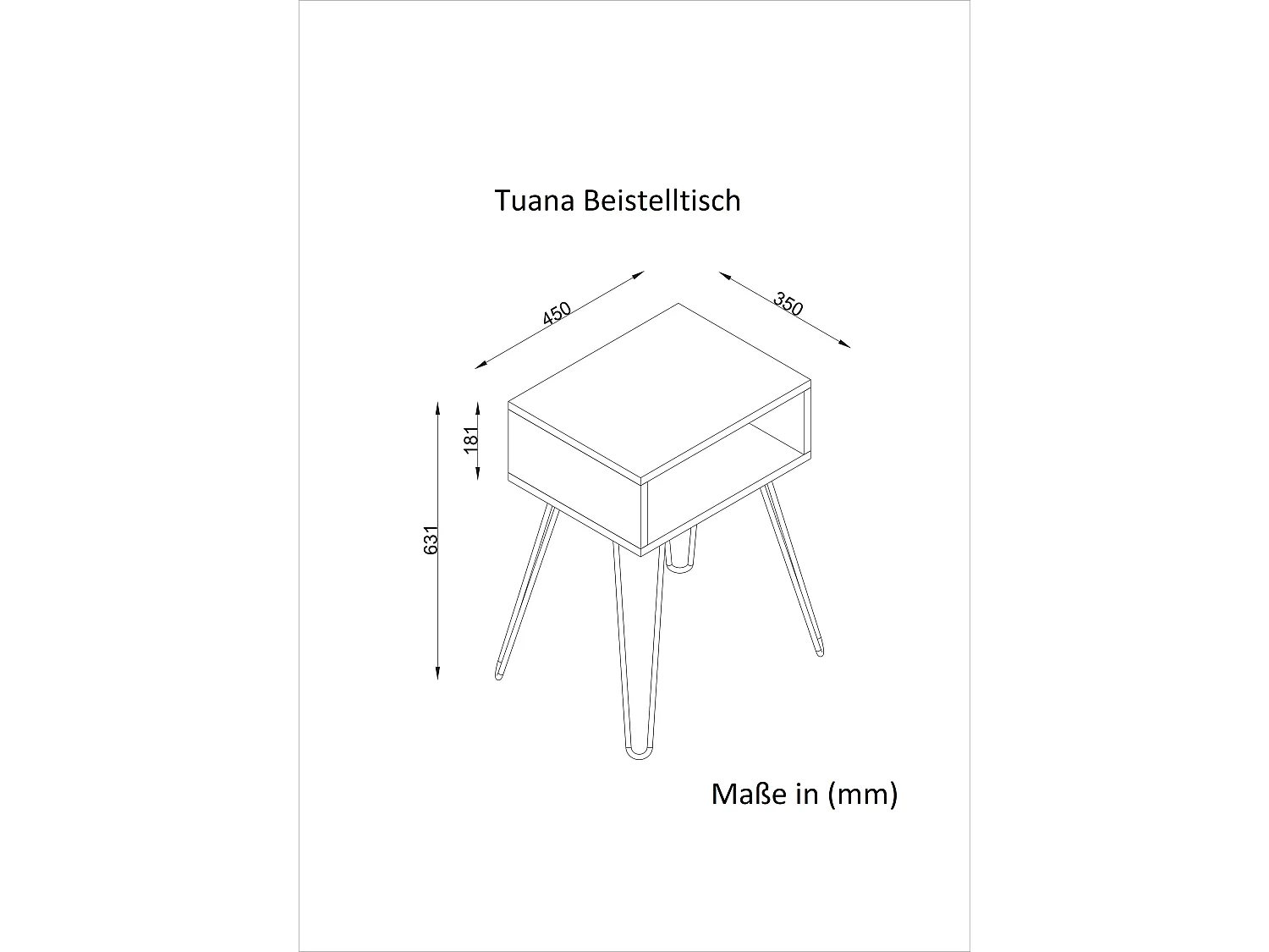 Beistelltisch Tuana mit Metallfüße Weiß