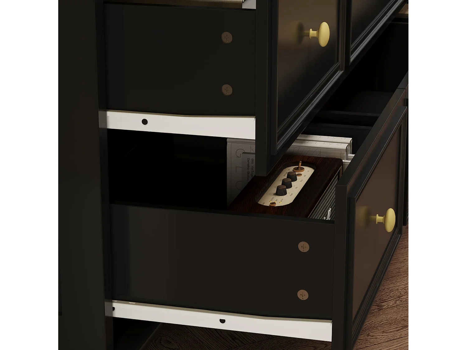 Commode Moderne avec 9 Tiroirs Salon chambre 160x40x80cm Noir