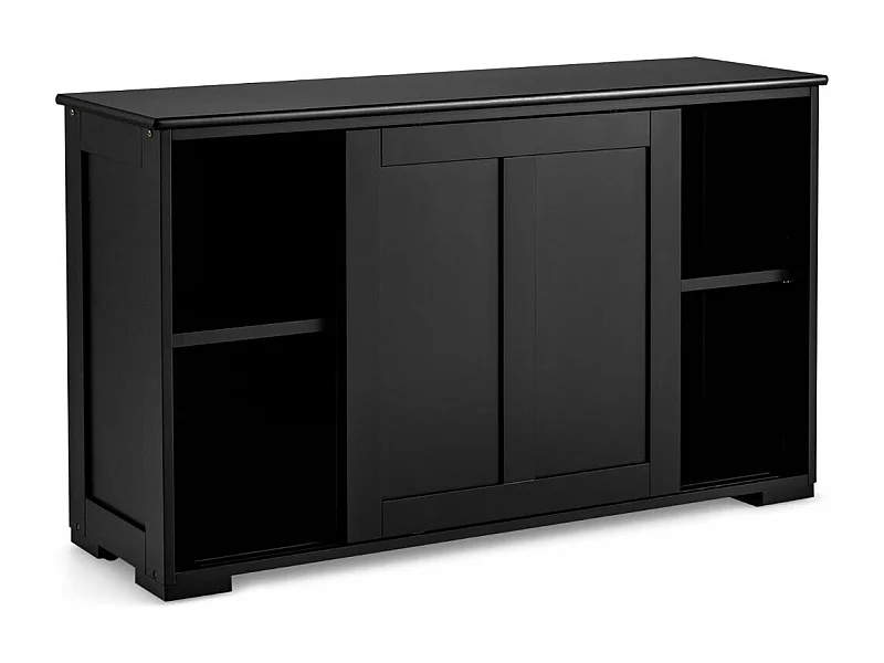 Aparador mueble de cocina de MDF con 2 estantes de almacenamiento y 2 puertas correderas negro 20_0004795