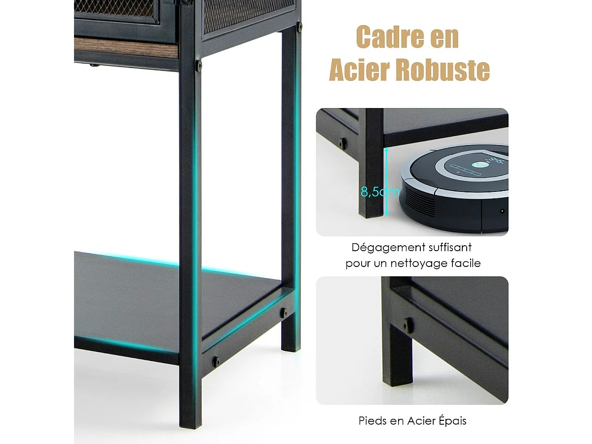 Aparador de cocina con 2 armarios 2 cajones y estante inferior estilo industrial para salón pasillo cocina 20_0004748