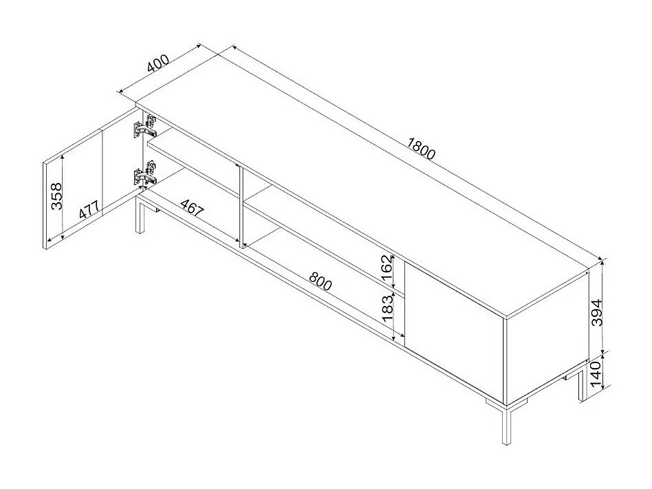 Soporte de TV Polo 180 cm negro y madera
