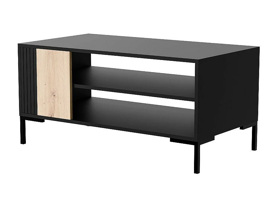 Tavolino Polo nero e legno 100 x 55 cm