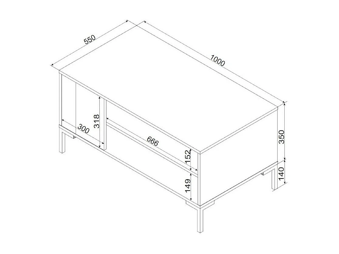 Table basse 100 x 55 cm noir et bois Polo