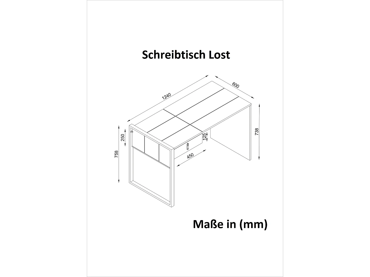 Schreibtisch Lost mit Metallfüße Walnuss