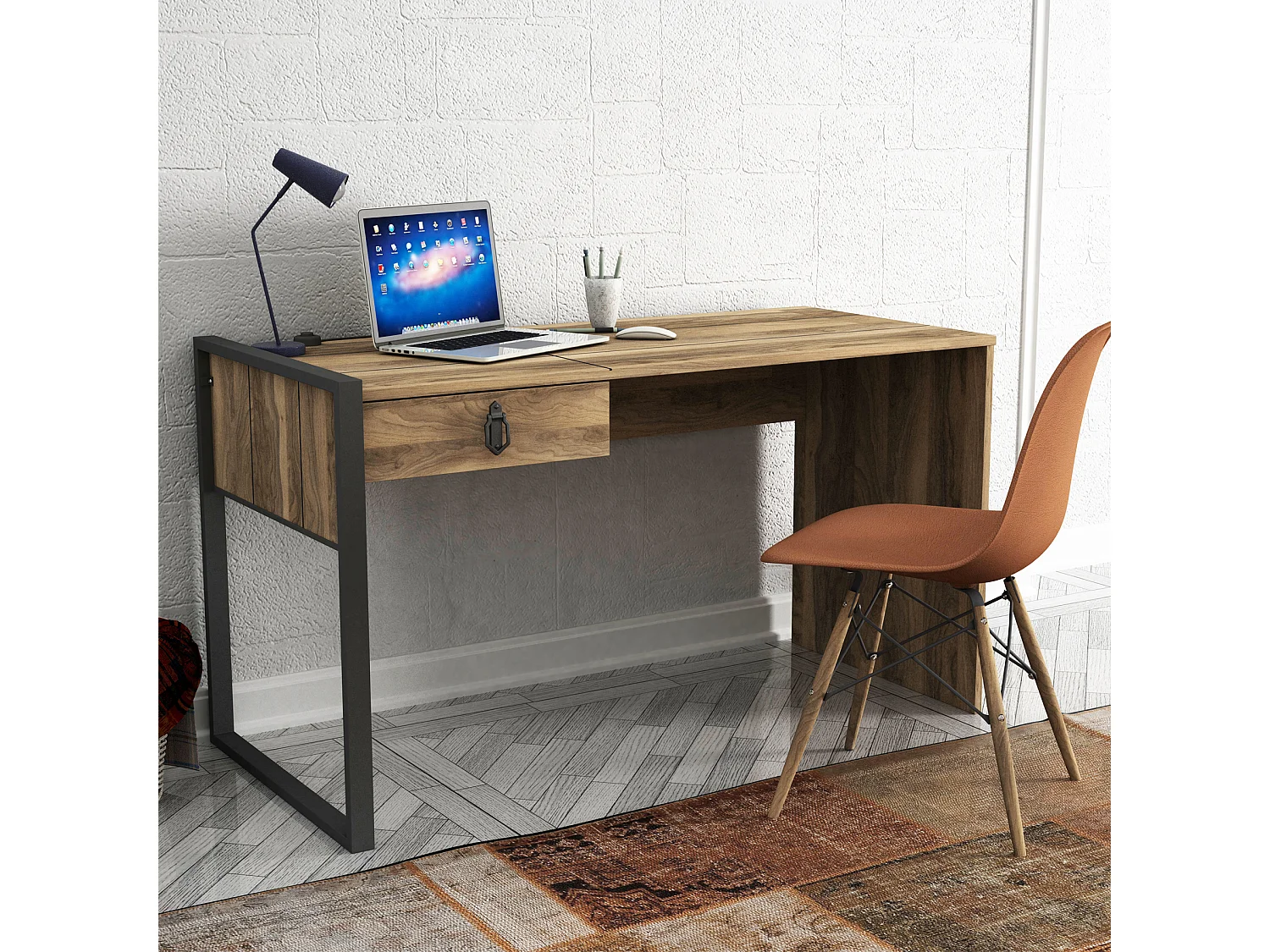 Schreibtisch Lost mit Metallfüße Walnuss