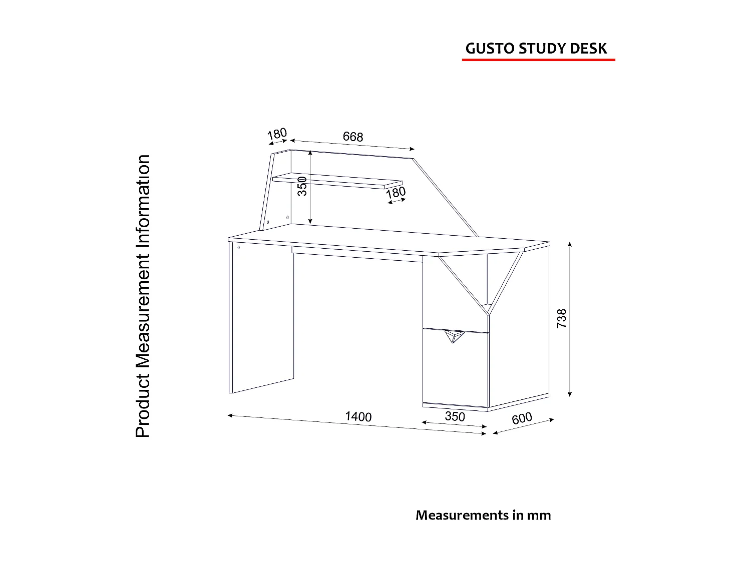 Schreibtisch Gusto Grau Anthrazit