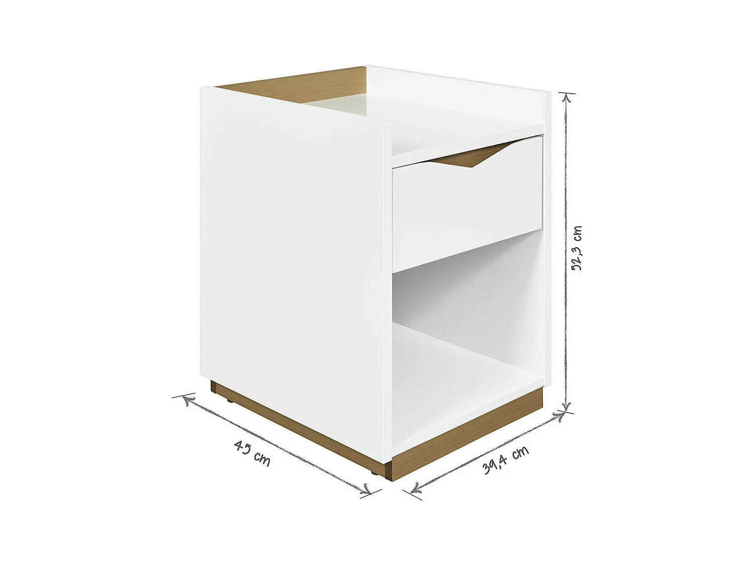 Chevet enfant avec tiroir  panneaux de fibres blanc NAIS