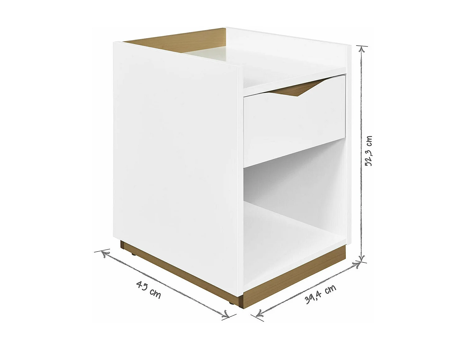 Chevet enfant avec tiroir  panneaux de fibres blanc NAIS