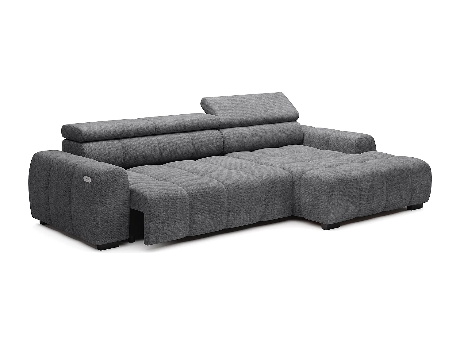 Canapé OMBO – moderne, siège réglable, sans fonction couchage, Eden, disposition droite, 285x168x97 cm, couleur gris anthracite