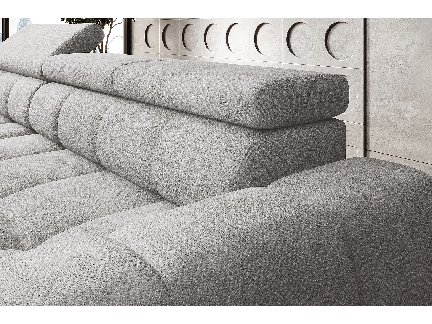 Canapé OMBO – moderne, siège réglable, sans fonction couchage, Eden, disposition droite, 285x168x97 cm, couleur gris foncé