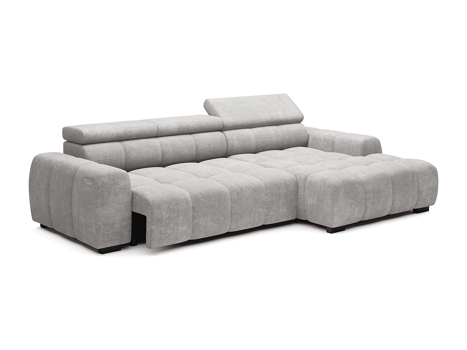 Canapé OMBO – moderne, siège réglable, sans fonction couchage, Eden, disposition droite, 285x168x97 cm, couleur gris foncé